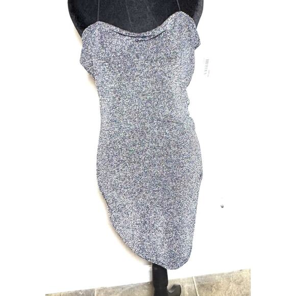 Love Tree Spaghetti Strap Bodycon Mini Dress Sparkle Black Silver- Size Large - Picture 3 of 5